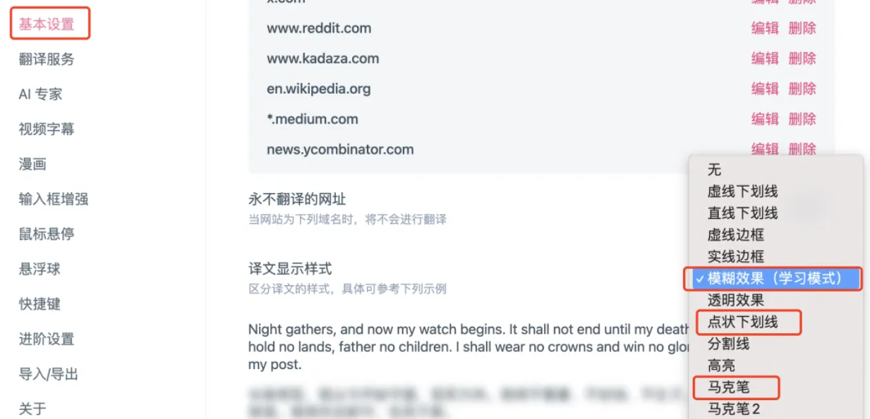 Translation Style Settings