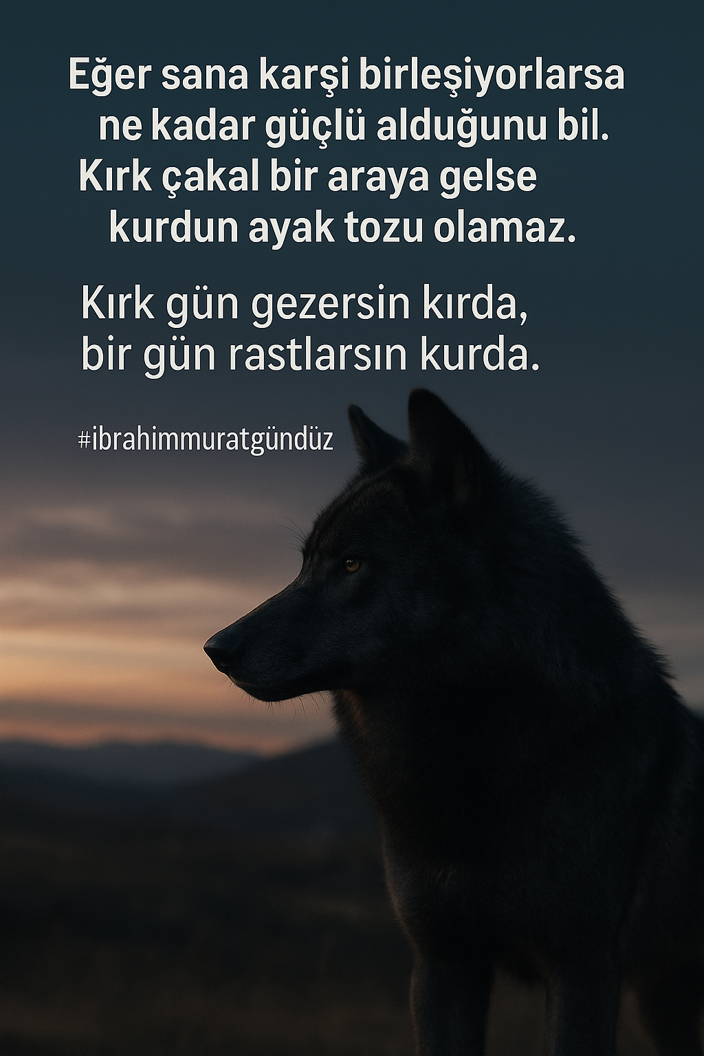 Kırk çakal bir araya gelse kurdun ayak tozu olamaz