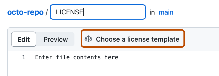 Choose License Template