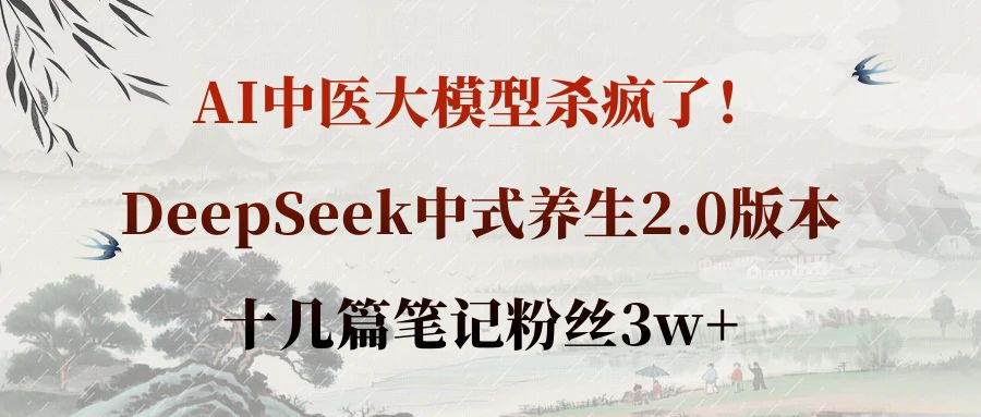 AI中医大模型杀疯了！DeepSeek中式养生2.0版本，十几篇笔记粉丝3w+-阿甘项目库