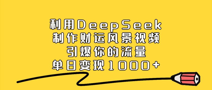 利用DeepSeek制作财运风景视频，引爆视频流量，单日变现1000+-阿甘项目库