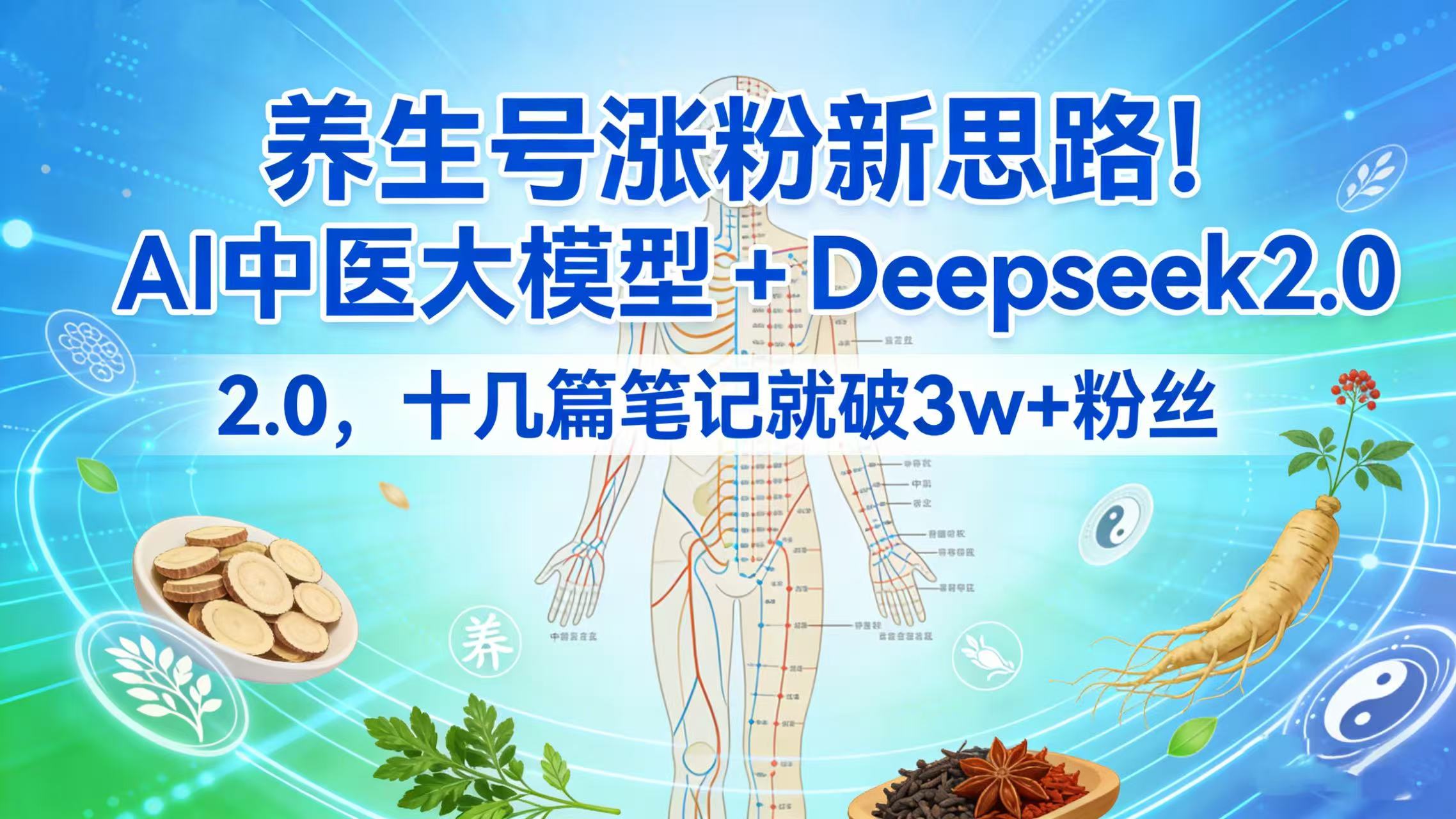 养生号涨粉新思路！AI 中医大模型 + Deepseek 2.0，十几篇笔记就破 3w + 粉丝-阿甘项目库