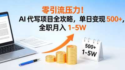 零引流压力！AI 代写项目全攻略，单日变现 500+，全职月入 1-5W-阿甘项目库