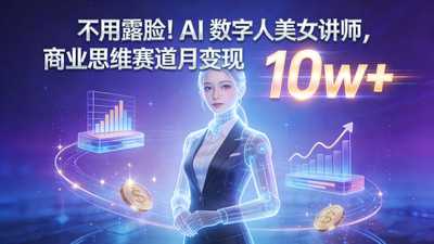 不用露脸！AI 数字人美女讲师，商业思维赛道月变现-阿甘项目库