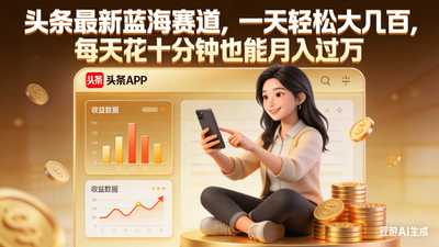 头条最新蓝海赛道，一天轻松大几百，每天花十分钟-阿甘项目库