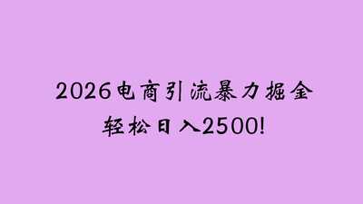 2026电商新玩法，日引200-阿甘项目库