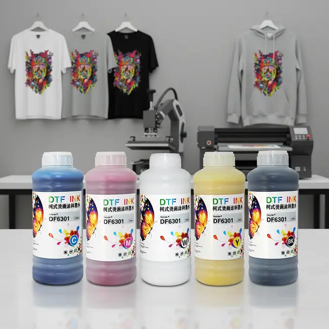 White DTF ink with high opacity for dark fabrics