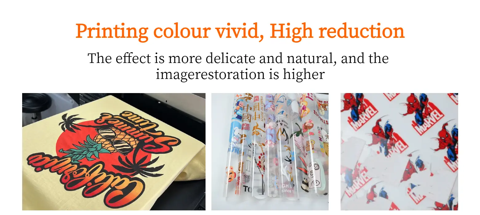 Vibrant color DTF ink CMYK + White, complete color system for DTF transfer