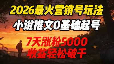 2026最火营销号玩法：小说推文0基础，收益轻松破千！-阿甘项目库