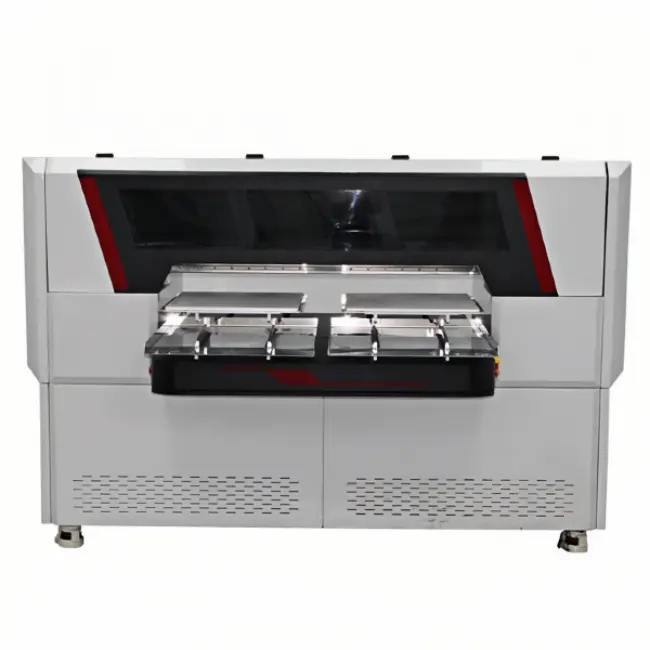 Dual-station DTG printer working process, custom T-shirt printing