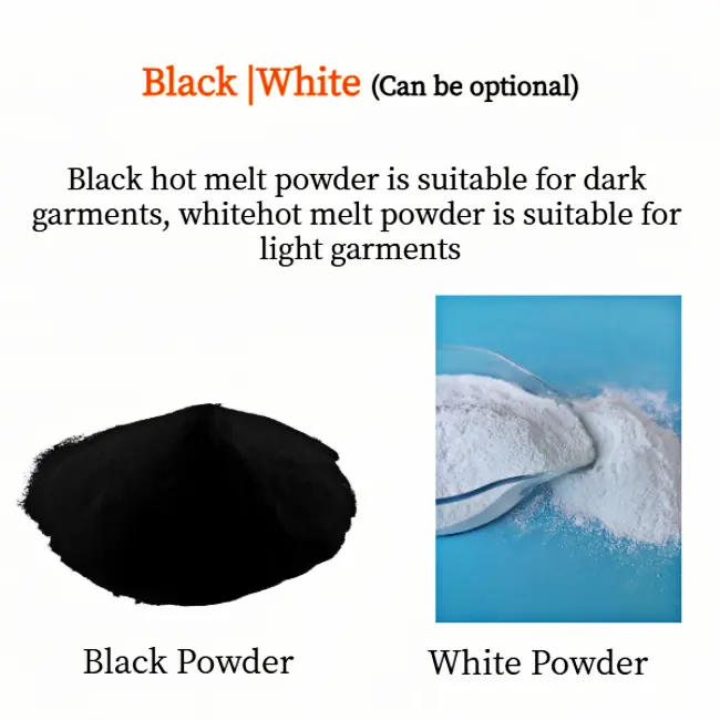 4. 80-200μm fine mesh dtf powder high adhesion hot melt powder for DTF printer