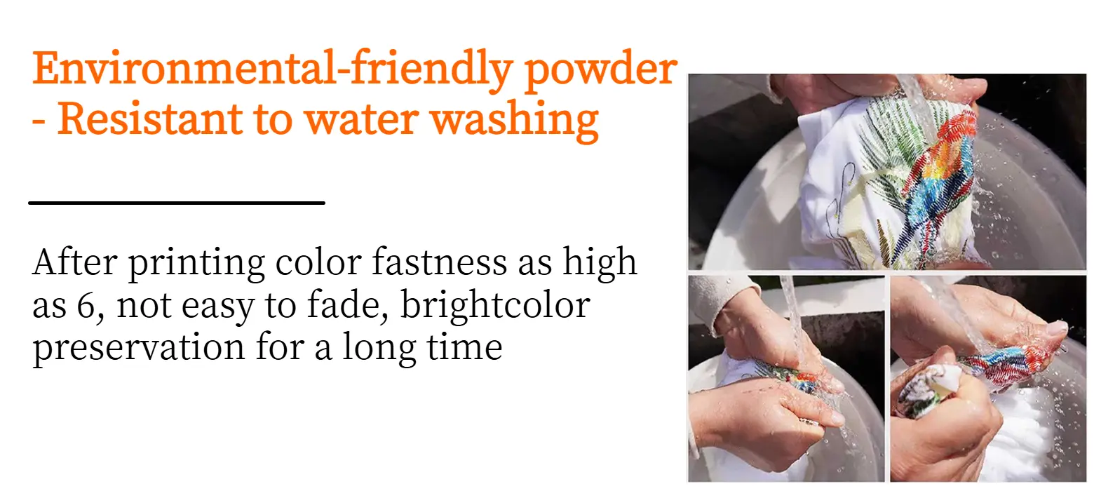 DTF powder printing effect on dark fabric garments