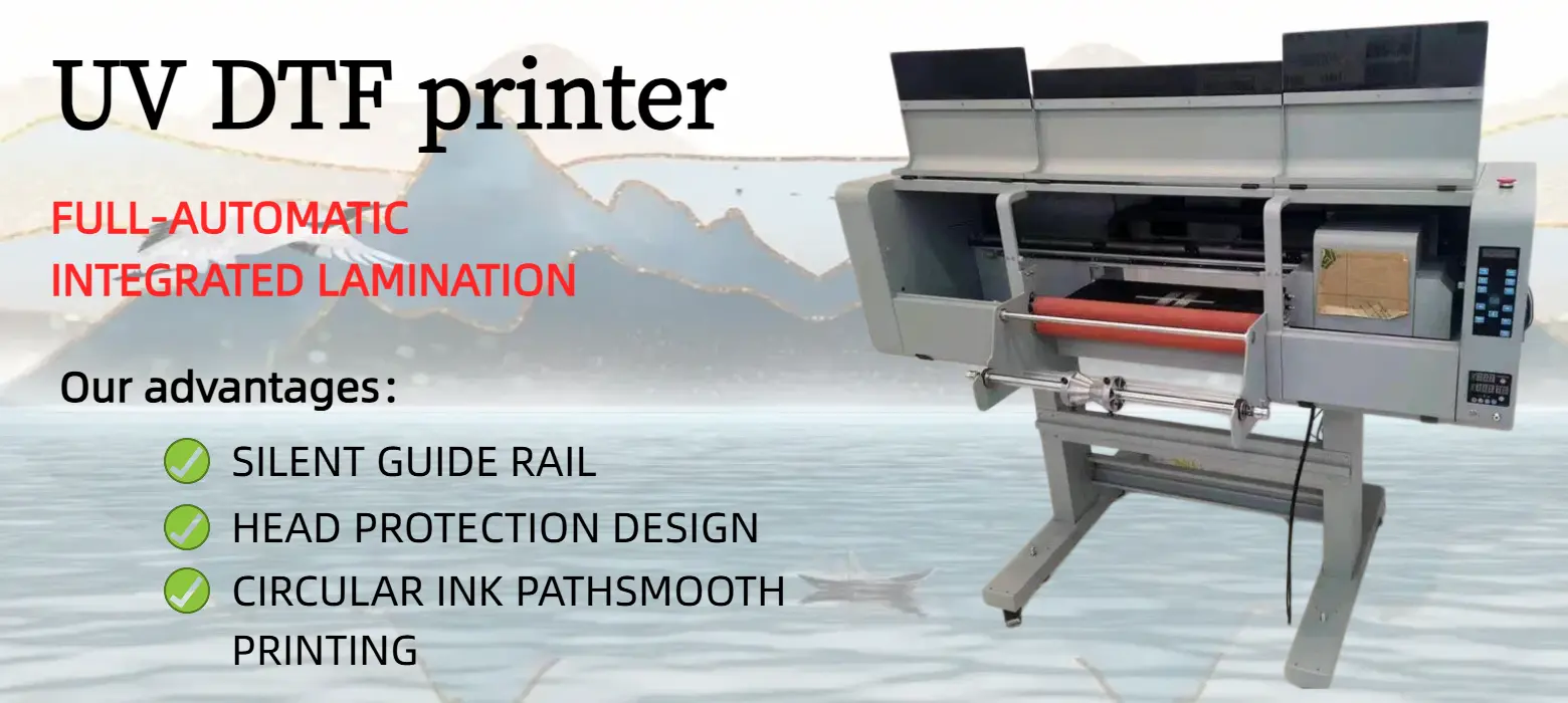30cm UV DTF printer roll film feeding system close-up