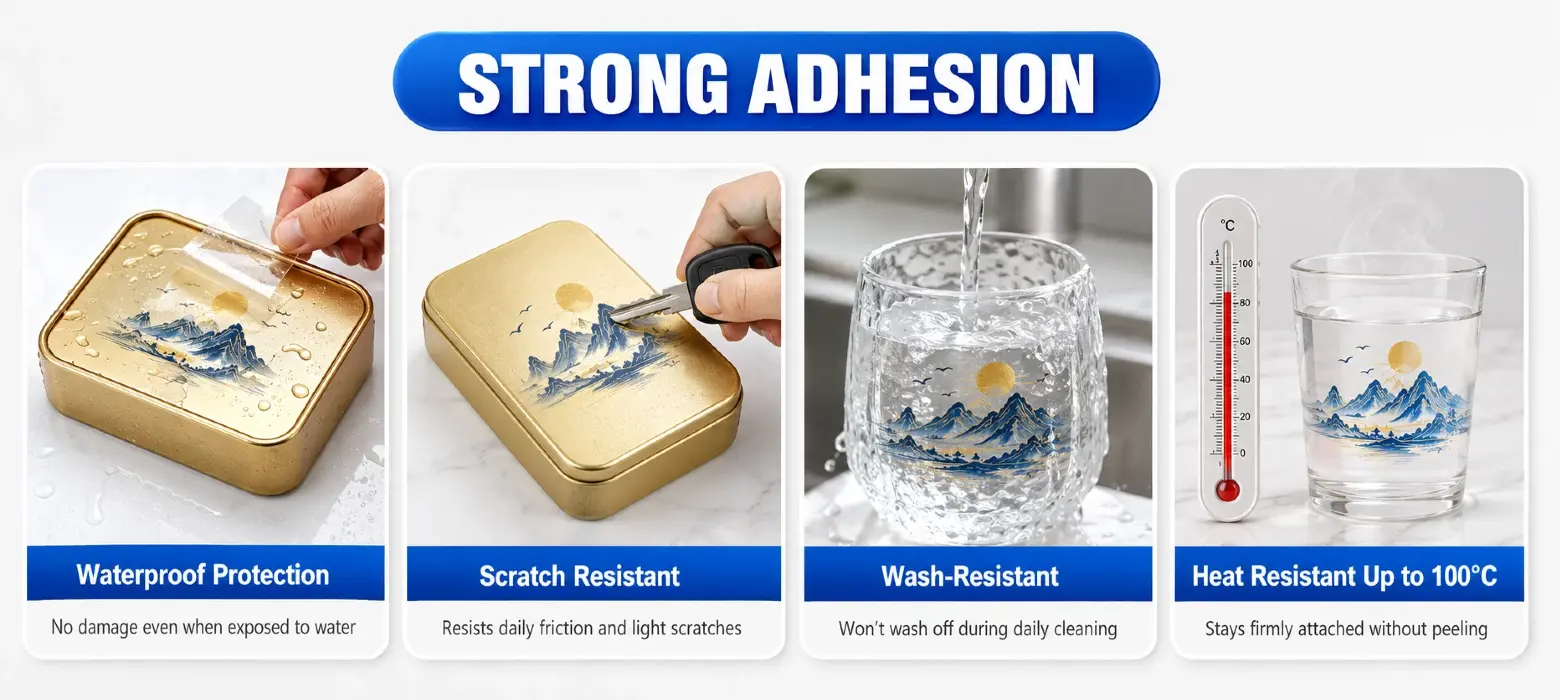Anti-scratch friction test of UV DTF film printed pattern durable transfer film