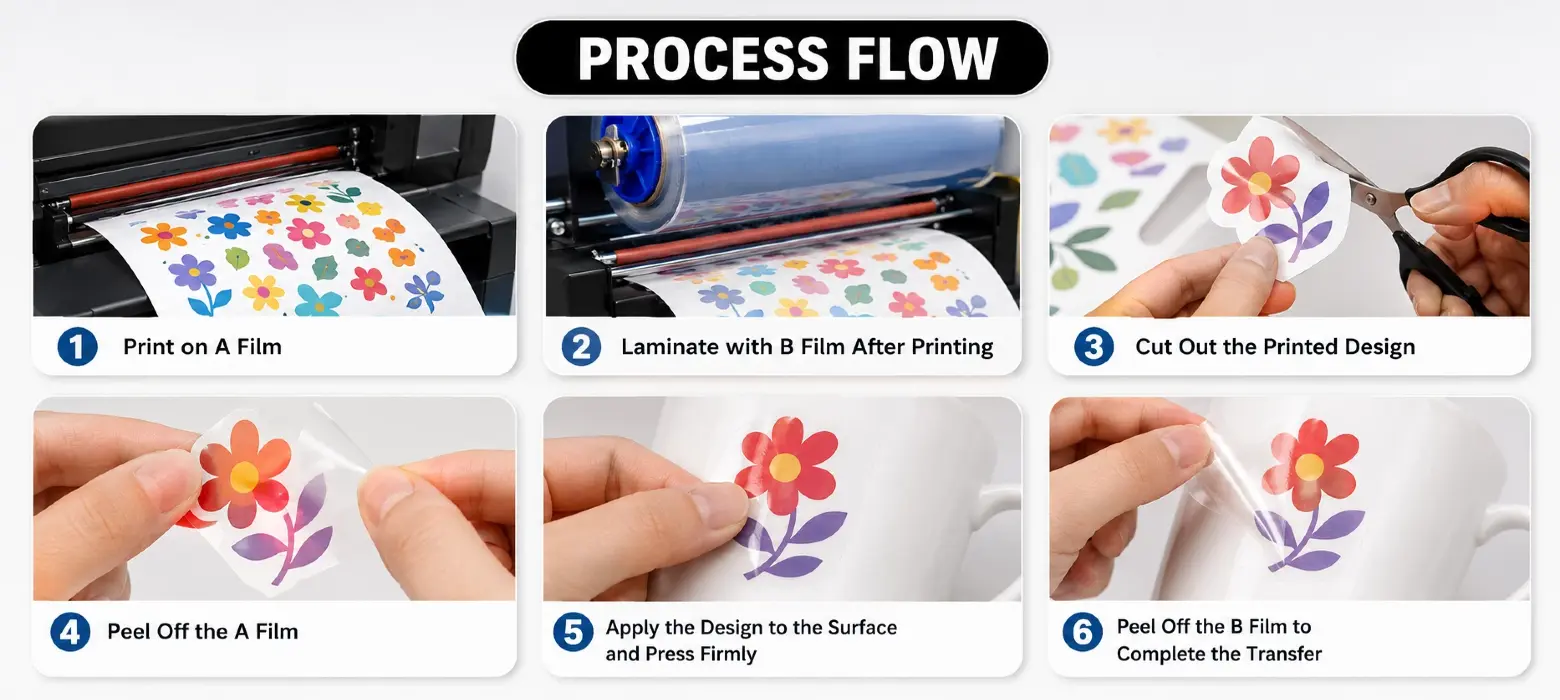 Step by step tutorial using UV DTF film with UV flatbed printer