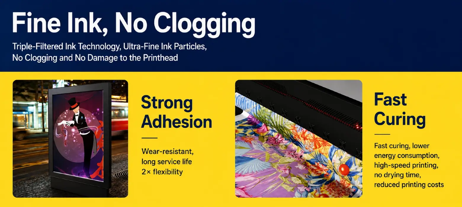 Industrial container printing effect with compatible Nazdar UV screen ink