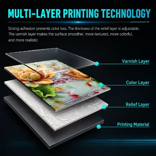 Multi-functional UV printer working status for acrylic wood glass printing