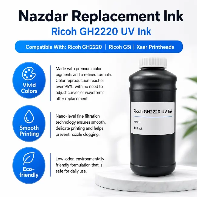 Nazdar Ricoh UV Ink color display printing sample effect