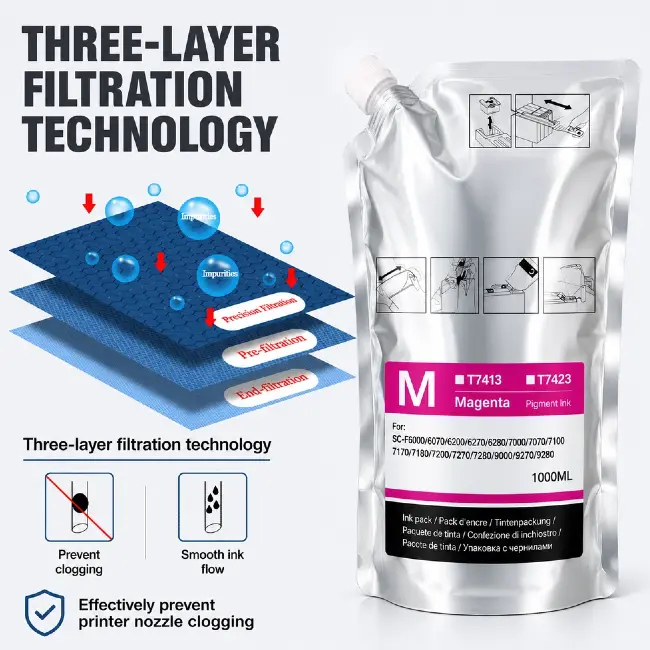 Fade resistant quick dry T741 sublimation ink bag for custom sublimation print