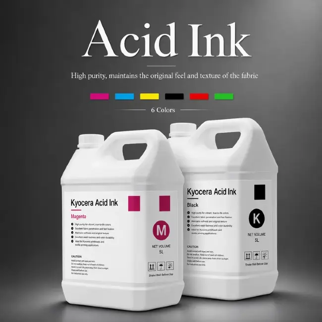 Acid ink multi-color set, high vibrancy water-based acid printing ink for textile fabric