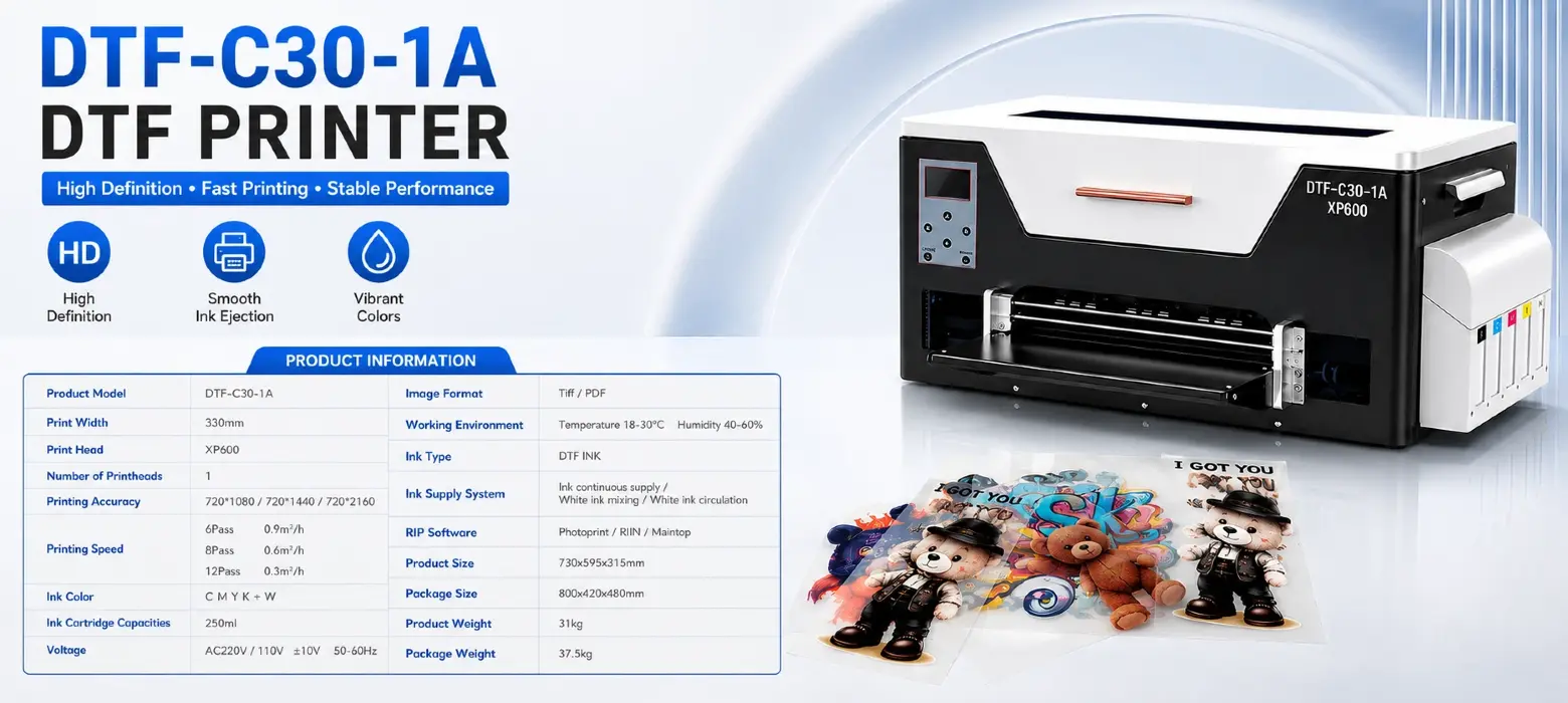DTF-C30-1A DTF printer high precision print head close-up view