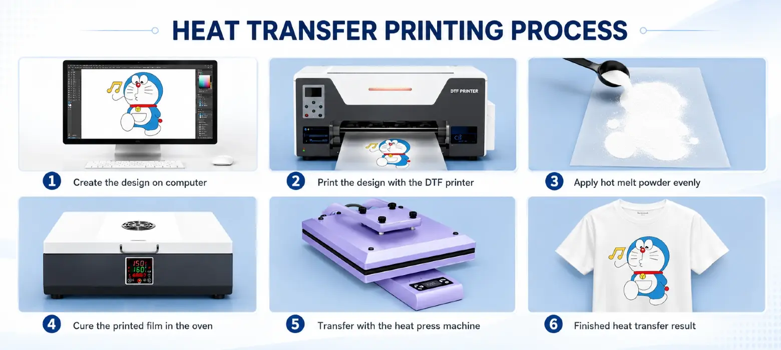 DTF-C30-1A DTF printer printing DTF film pattern production process