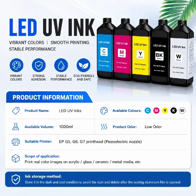 Industrial grade eco friendly UV ink low odor fast curing for Epson UV printer