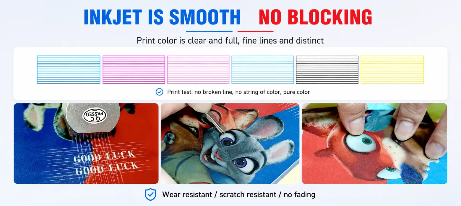 Flexible UV ink bending test no cracking on soft film material