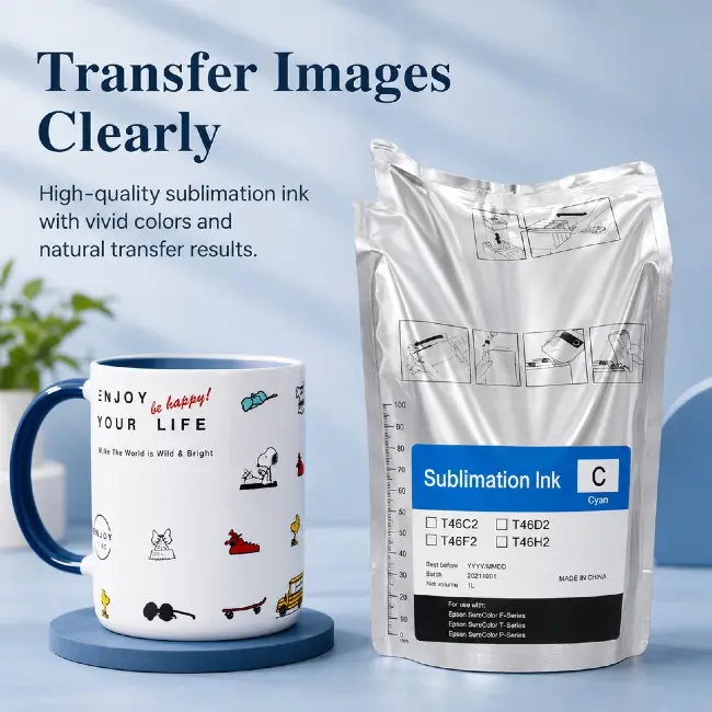 Single cyan T46 sublimation ink bag aluminum foil pouch heat transfer printing ink