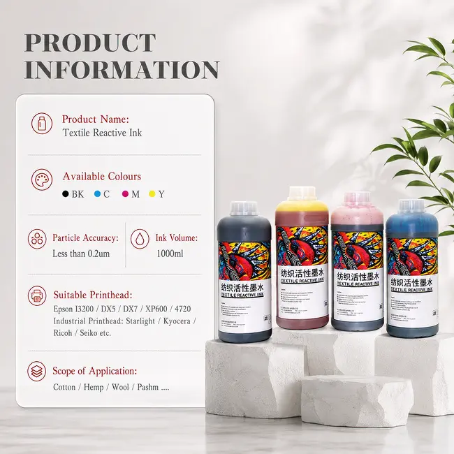Digital textile printing machine running with textile reactive ink direct print fabric